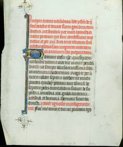 Leaf from a Book of Hours given to South Dakota State University by Morris Nellermoe