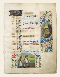 French; Latin text LEAF FROM A BOOK OF HOURS, OCTOBER CALENDER, ca. 1450 Ink and gilt Memphis Brooks Museum of Art, Memphis, TN; Brooks Memorial Art Gallery Purchase, 56.30