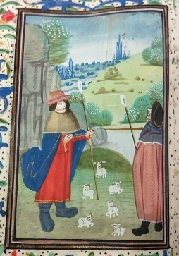 Annunciation to the Shepherds (MUO BX2080/A2/1450, f. 47v)